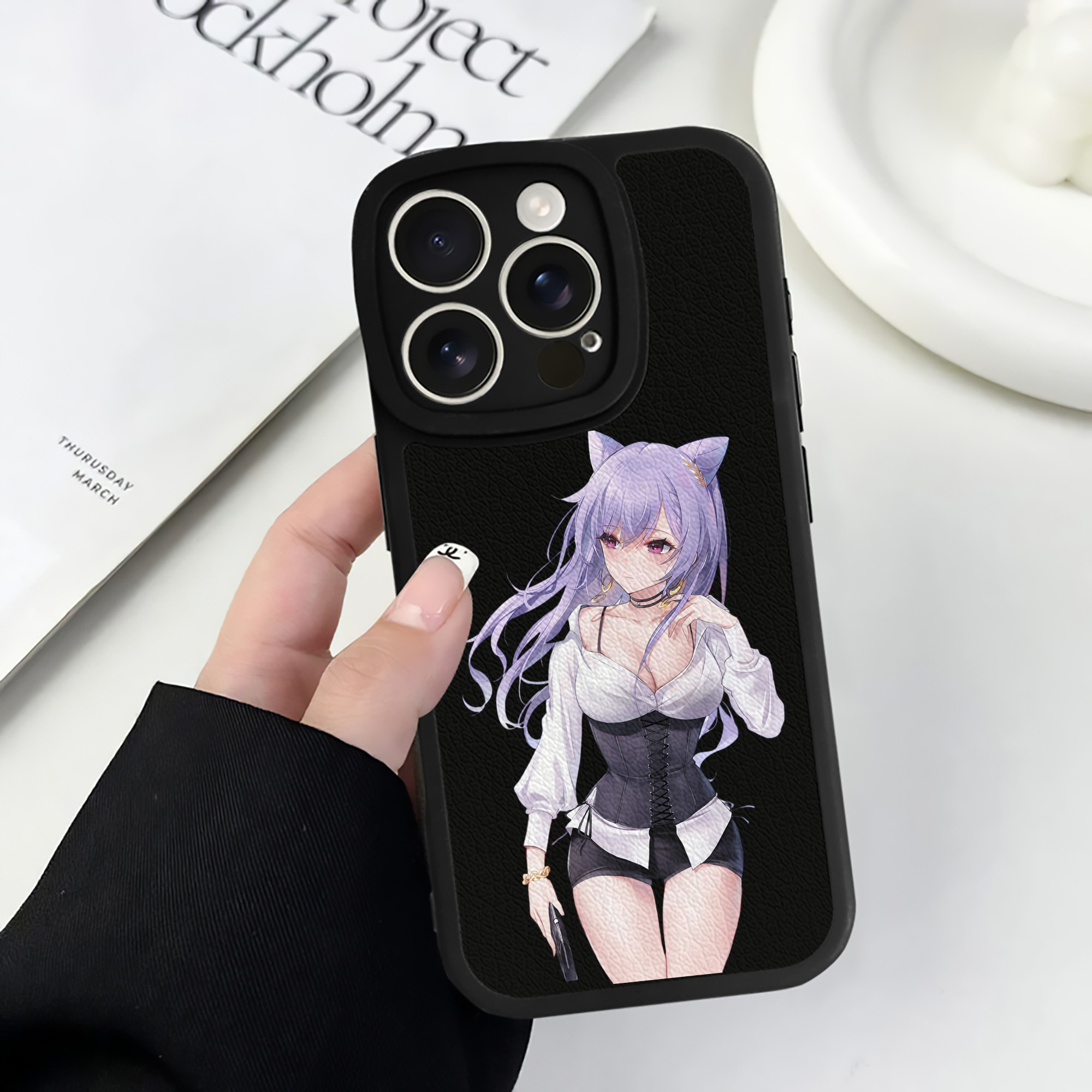 げんし神 刻晴 こくせい genshin Kokusei 【iPhone 16シリーズ対応】シリコンスマホケース（レザー調） 材質：シリコン